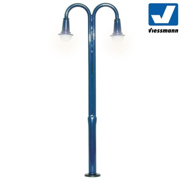 Viessmann 6124 <br>H0 Moderne Stadtleuchte Blau Zweiflammig 95mm | 6124