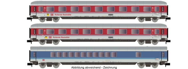 Arnold NH 4365 <br>3-tlg. Set Reisezugwagen - Rollende Raststätte - DB AG | arnold hn4365 teiliges set reisezugwagen rollende raststaette db ag n neuheit 2022 scaled