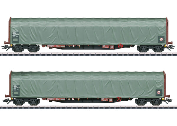 Märklin 47114 <br>Schiebeplanenwagen-Set Rilns AAE, DSB, Ep. V | marklin 47114 h0 schiebeplanenwagen set rilns aae dsb ep v