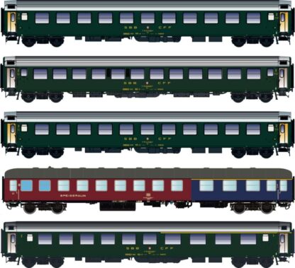 LS Models 97032 <br>5ER SET PERSONENWAGEN DB/SBB, EP.IVA, D568 | 97032