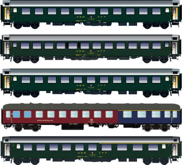 LS Models 97032 <br>5ER SET PERSONENWAGEN DB/SBB, EP.IVA, D568 | 97032