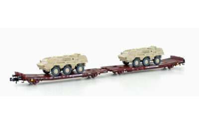 Hobbytrain H23786 Güterwagen Doppelflachwagen TWA 800A Laadks incl. 2x TPZ Fuchs Ep.VI