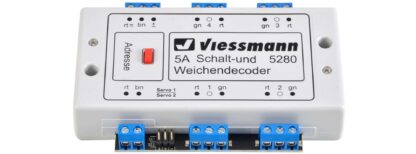 Viessmann 5280 <br>Multiprotokoll-Weichendecoder inkl. 2 Servoausgängen für bis zu 5 Ampere Schaltstrom | 5280